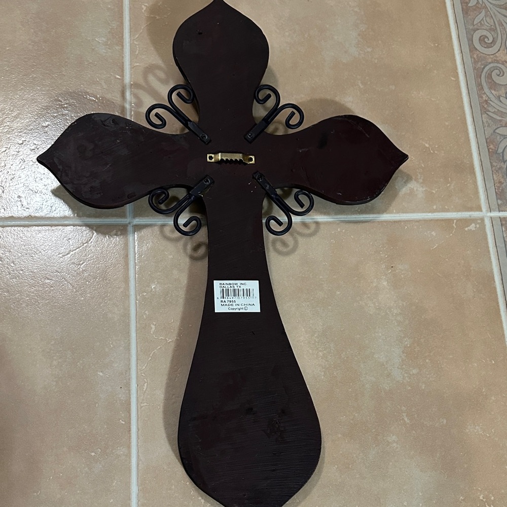 NWT Artistic Brown and Blue Wall Cross Decor - Picture 6 of 9